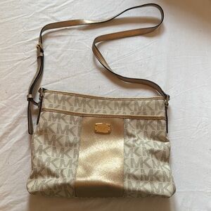 Michael Kors Beige and Gold Crossbody Bag